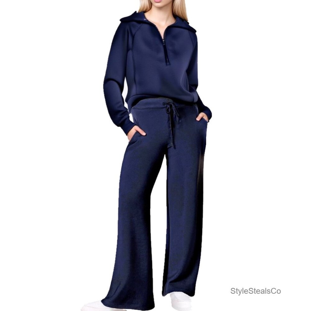 Medium Polyester Lounge Set With Half Zip Top And… - image 1